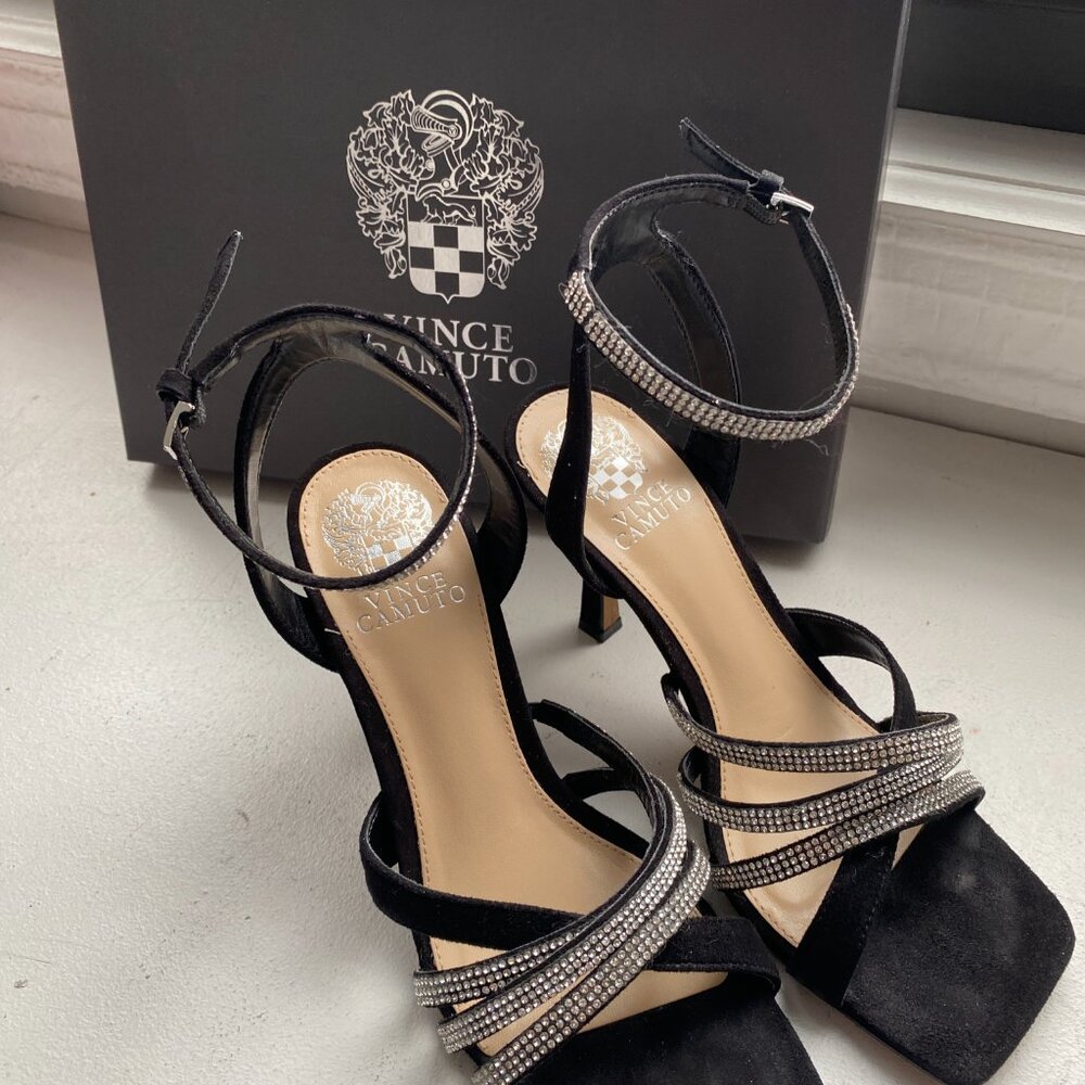 Vince Camuto Brevern Black Rhinestone Sandals 7.5 - Picture 2 of 11